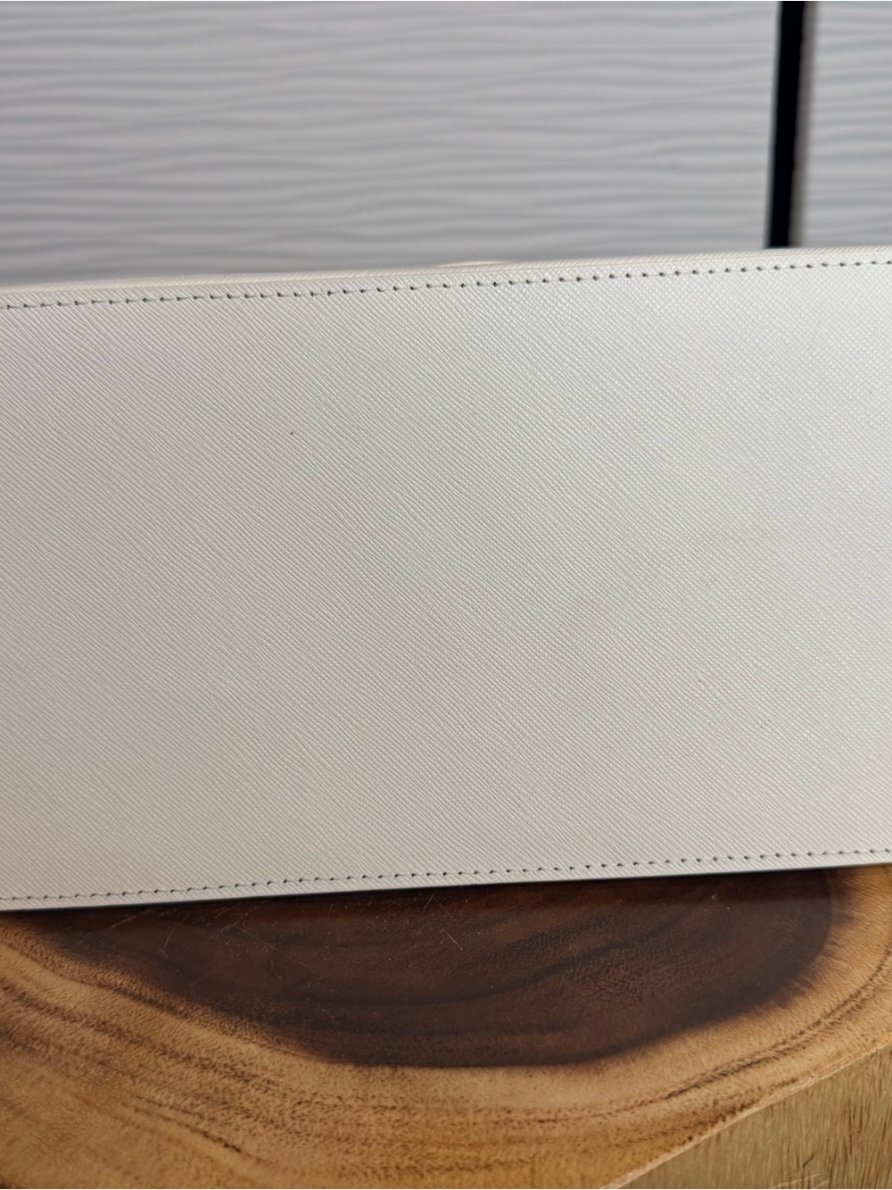 Beige Check Satchel with Cream Leather Trim - Picture 16 of 16